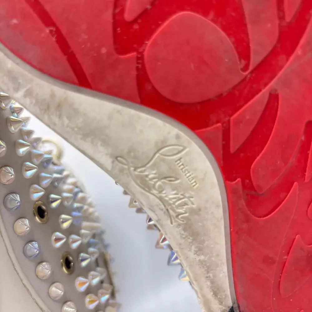 CHRISTIAN LOUBOUTIN Louis Hi Top Spike Sneaker White Iridescent Sz 43/US10 $1390